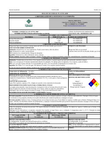 HOJA DE SEGURIDAD: PLASTOL 6000 1. IDENTIFICACIÃN ... - Qsi