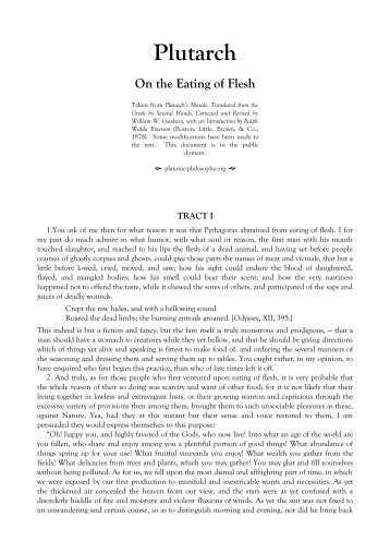 Plutarch - On Eating Flesh.pdf - Platonic Philosophy