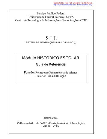 Módulo HISTÓRICO ESCOLAR - Sie.ufpa.br - Universidade Federal ...