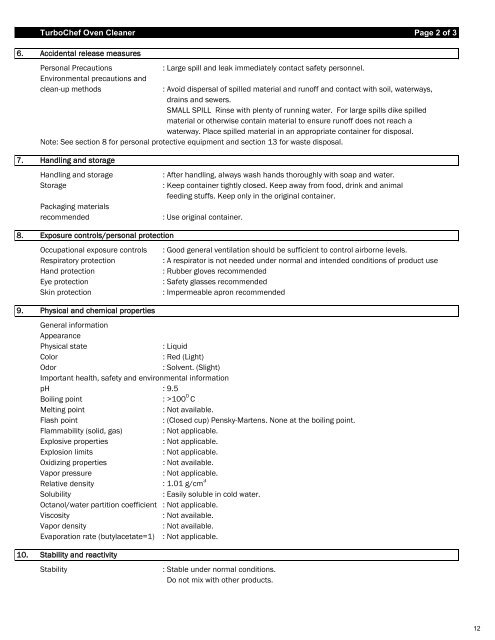 Material Safety Data Sheets - Turbochef