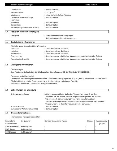 Material Safety Data Sheets - Turbochef