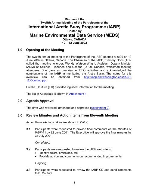 International Arctic Buoy Programme (IABP) Marine Environmental ...