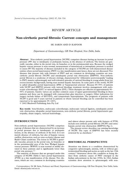 Non-cirrhotic portal fibrosis: Current concepts and ... - Biliaryatresia.org