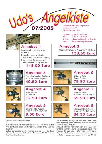 138,50 Euro Angebot 2 148,00 Euro Angebot 1 ... - Udo's Angelkiste