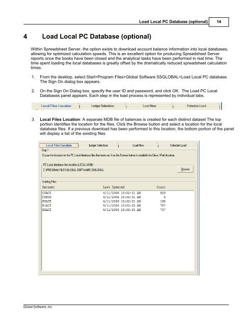 Spreadsheet Server for use with Global Software