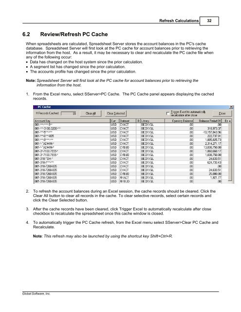 Spreadsheet Server for use with Global Software