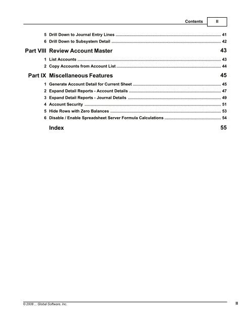 Spreadsheet Server for use with Global Software