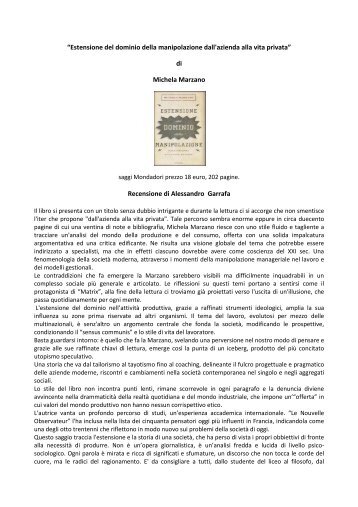 Recensione di Alessandro Garrafa - Politicamente.Net