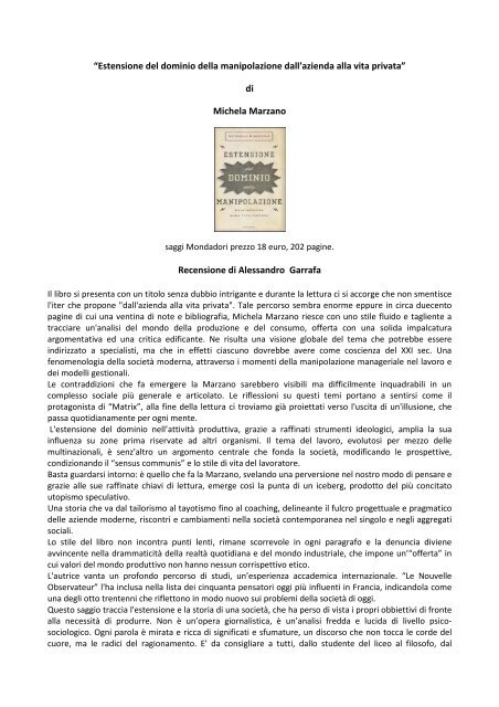 Recensione di Alessandro Garrafa - Politicamente.Net