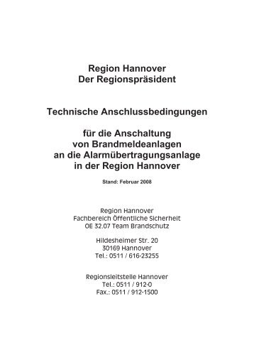 Region Hannover Der Regionspräsident ... - UDS, Uwe Ungeheuer