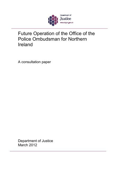 Future Operation of the Office of the Police Ombudsman for Northern ...