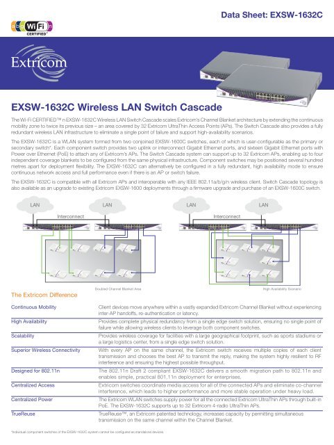 EXSW-1632C Wireless LAN Switch Cascade