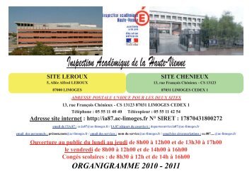 organigramme 2010-2011 des services de l'Inspection Académique ...