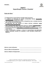 ANEXO I EspecificaÃ§Ã£o TÃ©cnica / Checklist Caixa de Som.