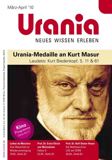 Urania-Medaille an Kurt Masur