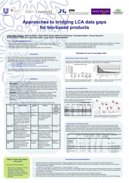 Approaches to bridging LCA data gaps for bio-based ... - Unilever