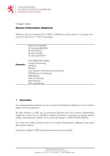 Compte rendu de la Réunion d'information obligatoire du ... - CCSS