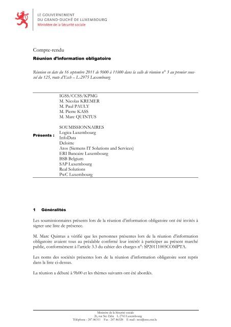 Compte rendu de la Réunion d'information obligatoire du ... - CCSS