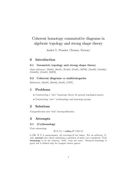 Coherent homotopy commutative diagrams in algebraic topology ...