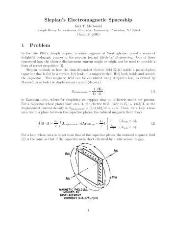 Slepian's Electromagnetic Spaceship 1 Problem - Princeton University