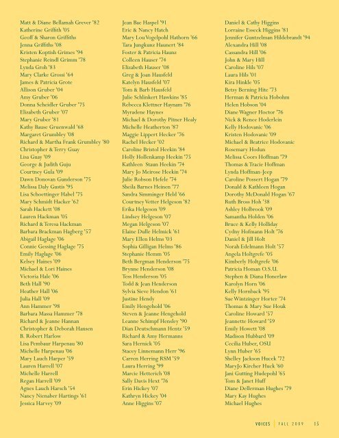 2008-2009 HONOR ROLL OF DONORS - Ursuline Academy