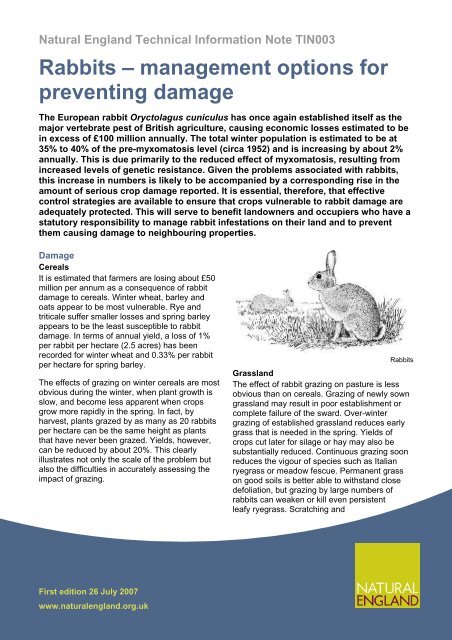 Natural England Technical Information Note TIN003 - Rabbits ...