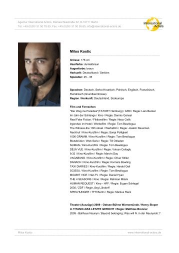 Milos Kostic - Agentur International Actors