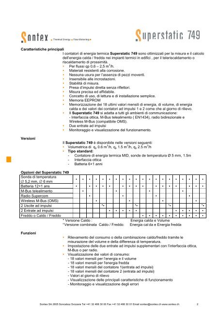 Scheda Tecnica Superstatic 749 - Contabilizzazione del calore