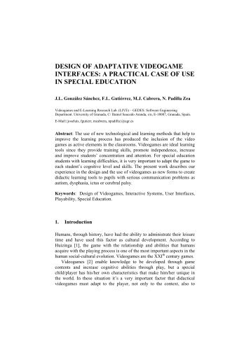 design of adaptative videogame interfaces: a ... - ResearchGate
