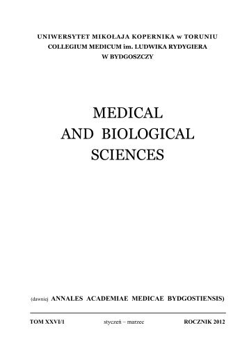 Medical and Biological Sciences XXVI/1 - Collegium Medicum ...