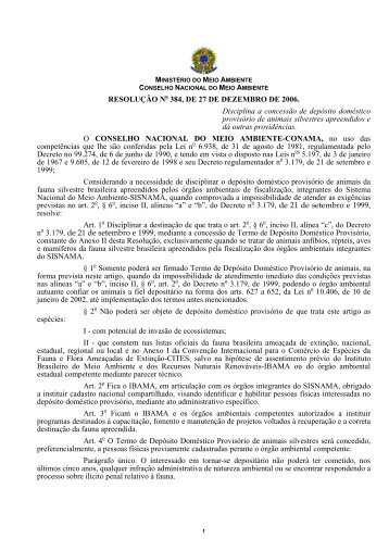 Resolução CONAMA Nº 384/2006 - Ministério do Meio Ambiente