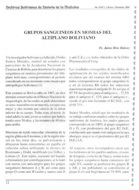 GRUPOS SANGUINEOS EN MOMIAS DEL ALTIPLANO BOLIVIANO