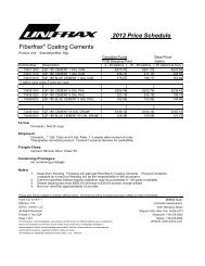 2012 Price Schedule Fiberfrax® Coating Cements - Unifrax