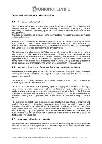 Terms and Conditions for Supply and Services E.1. Scope / Area of ...