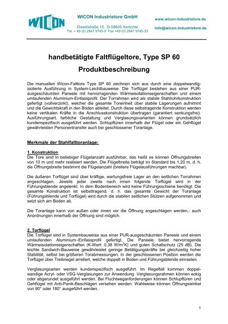 Beschreibung (PDF) - WICON Industrietore GmbH