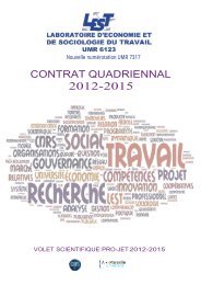 contrat quadriennal - LEST Laboratoire d'Economie et de Sociologie ...