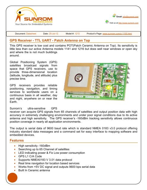 GPS Receiver - Sunrom Technologies