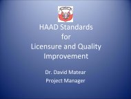 HAAD Standards For Licensure And Quality Improvement