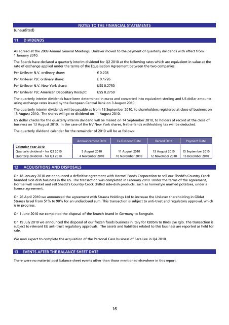 2010 first half year results volume momentum sustained - Unilever