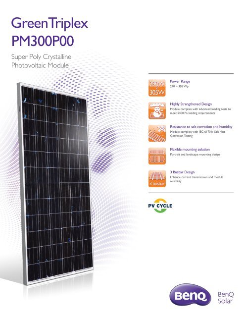 Poly Metalic Modules Super-Poly-Crystalline PV-Module PM300P00