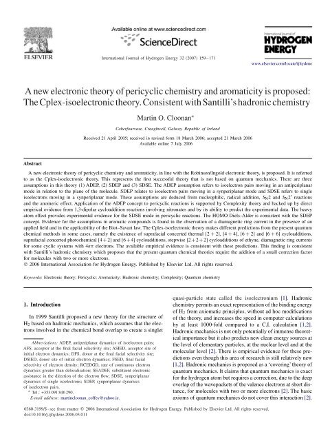 A new electronic theory of pericyclic chemistry and aromaticity is ...