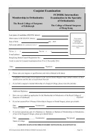 Application Form for Membership in Orthodontics RCSEd / FCDSHK ...