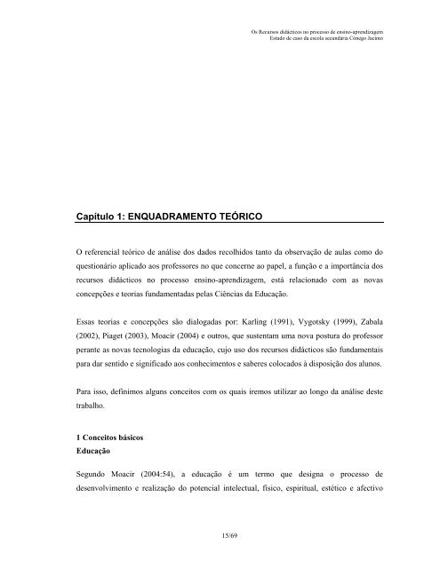 Os recursos didÃ¡cticos no processo de ensino-aprendizagem