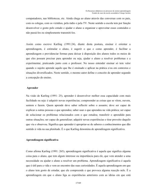 Os recursos didÃ¡cticos no processo de ensino-aprendizagem