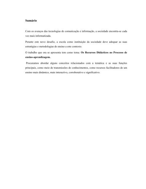 Os recursos didÃ¡cticos no processo de ensino-aprendizagem