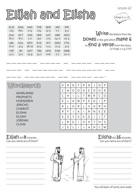 Elijah And Elisha Miracles Chart