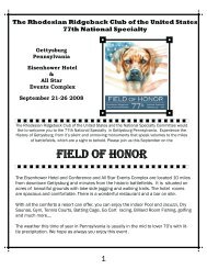 field of honor - The Rhodesian Ridgeback Club of the United States