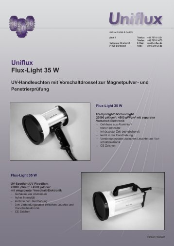 Uniflux Flux-Light 35 W UV-Handleuchten mit Vorschaltdrossel zur ...