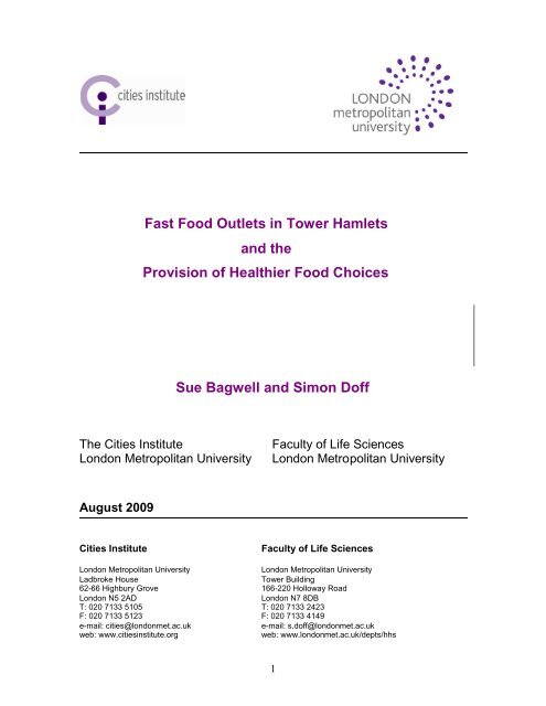 Fast Food Outlets in Tower Hamlets and the ... - Cities Institute