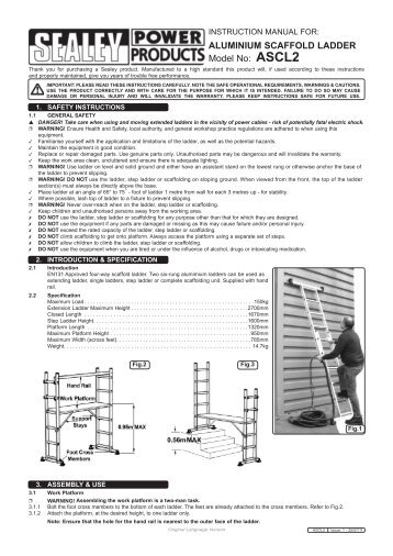 Sealey Aluminium Sca - Instruction Manual - Toolbox